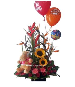 Arreglos Floral Con Peluche Y globos envíos en cali