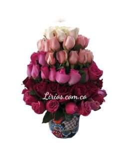 Jarrón con Rosas de Lujo en Cali
