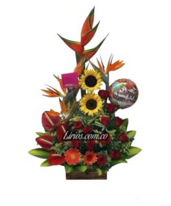 Arreglo con globo metalizado de Flores en Cali