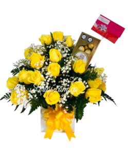 Cubo Rosas Amarillas Cali Chocolates