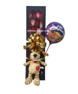 Caja De Rosas Con Globo Peluche entrega inmediata flores en cali