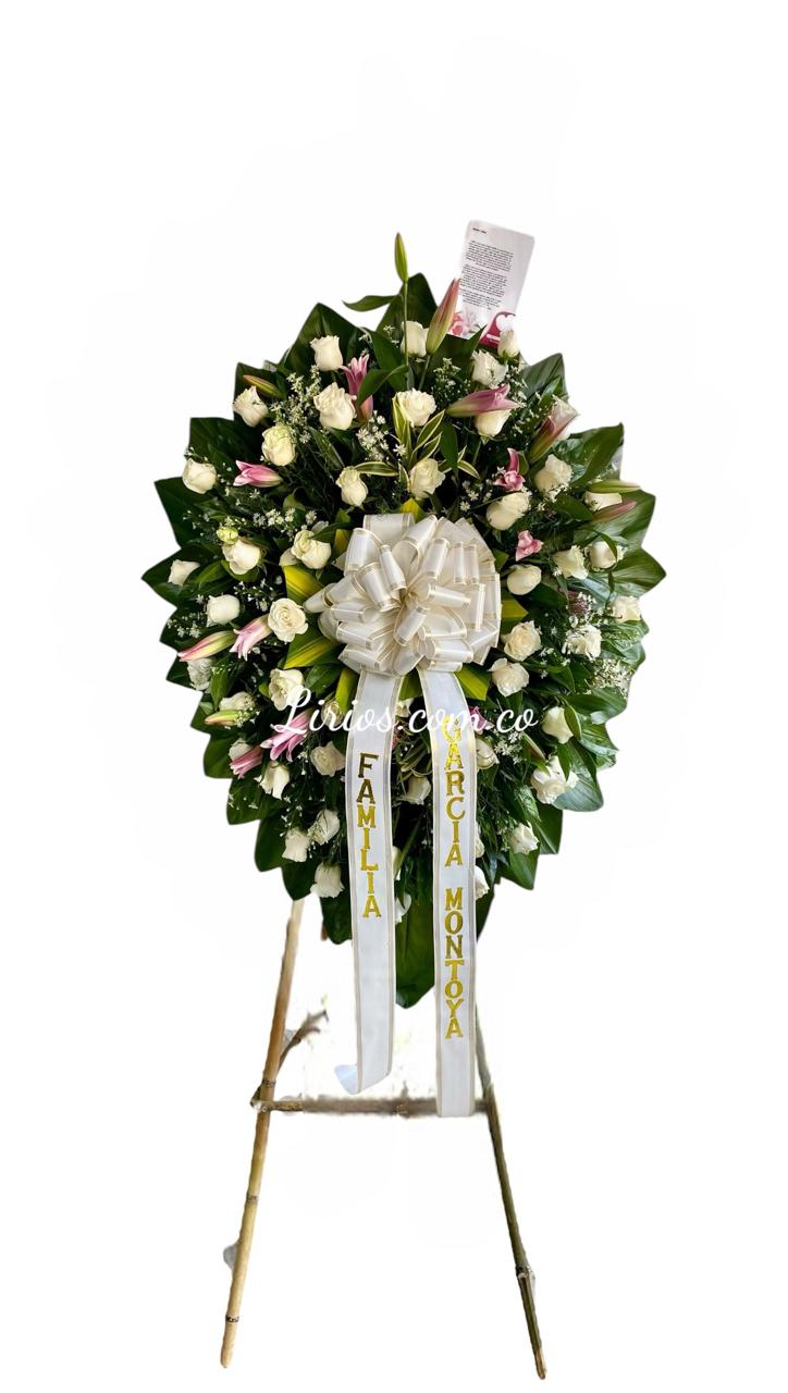 Corona Fúnebre Lirios Rosados